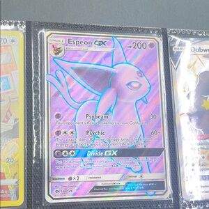 Pokemon Espeon GX Holographic Trading Card - Purple and Blue